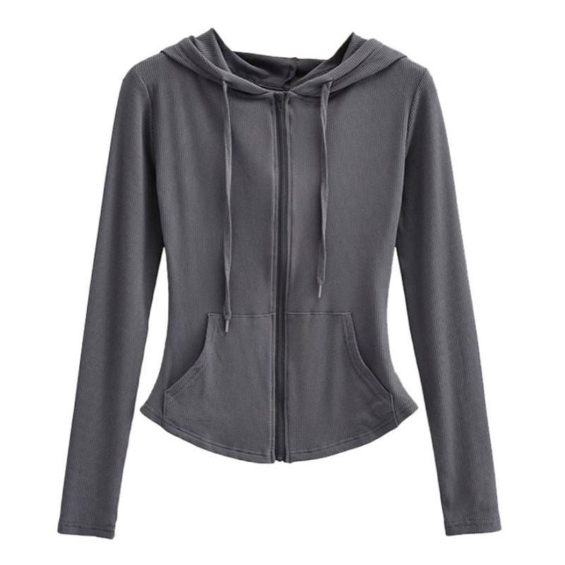Women's Summer Slim-fit Hood Cardigan Thin Sports Jacket Yoga Clothing Top