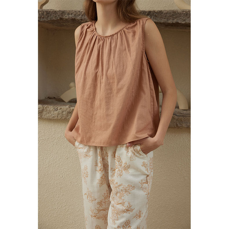 Home Wear Cotton Double-layer Gauze Sleeveless Vest