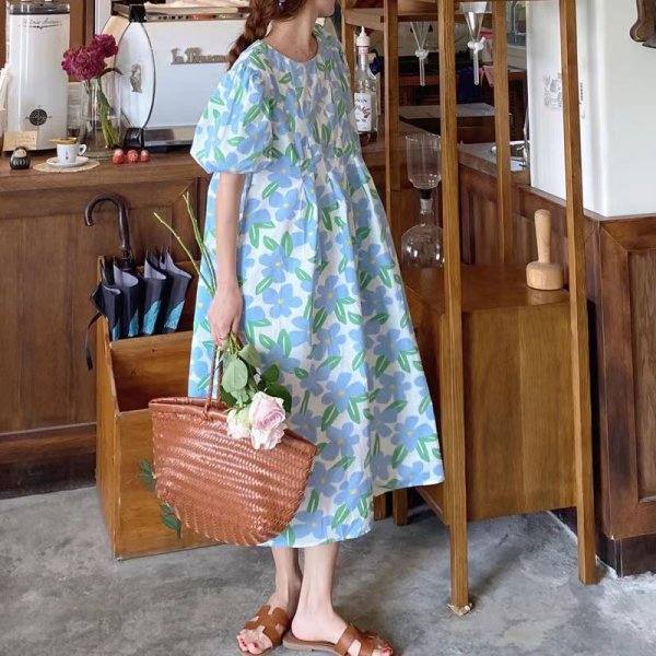 Korean-style Loose Fashionable Moms French Maternity Printed Doll Dress