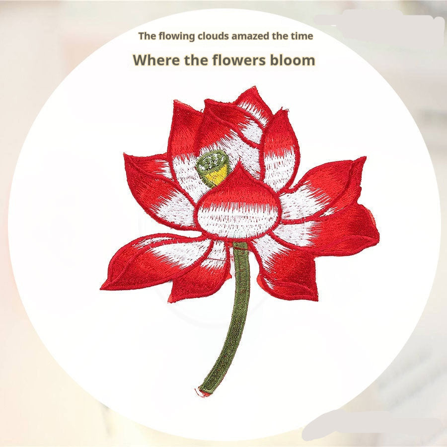 Lotus Embroidery Cloth Accessories Adhesive Patch