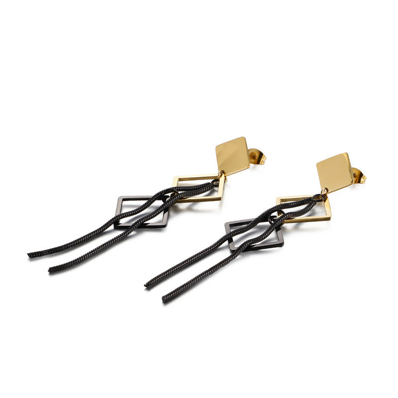 Korean-style Fashionable And Elegant Geometric Titanium Steel Earrings For Women