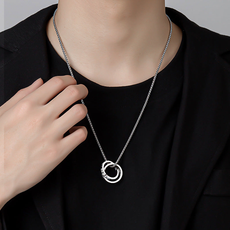Necklace Male Hip-Hop Personality Pendant Niche All-match Sweater Chain Sweater Chain Titanium Steel Non-fading Male Accessories