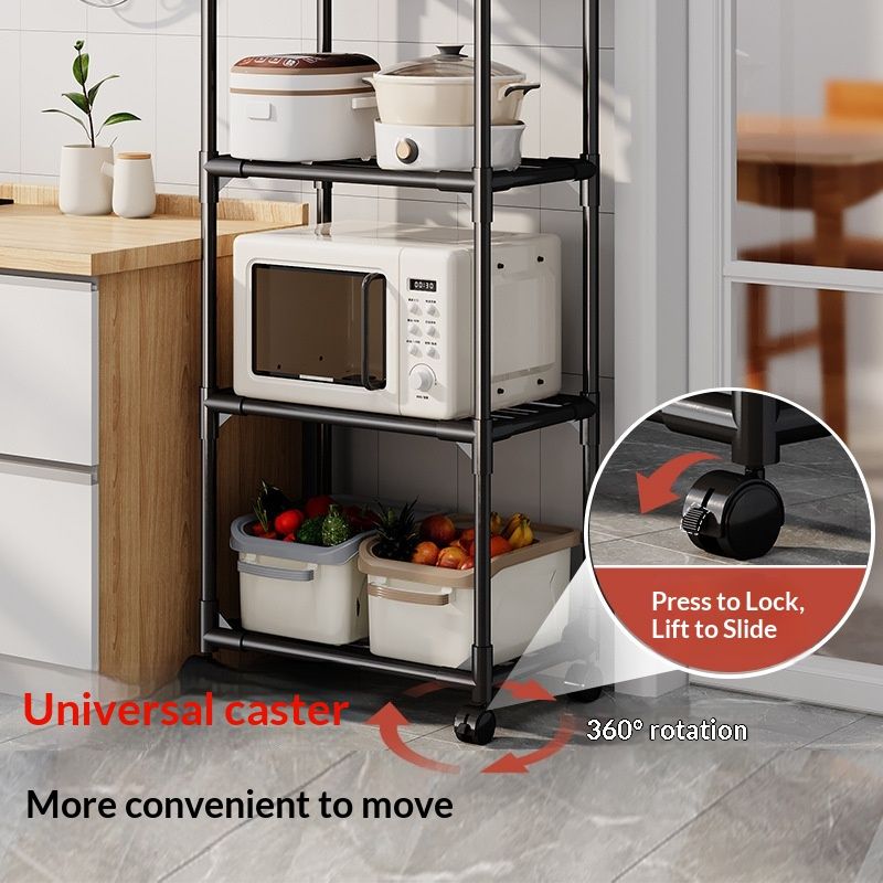Mobile Shelving Unit Floor-standing Multi-tier Vegetable Rack Household Storage Shelf
