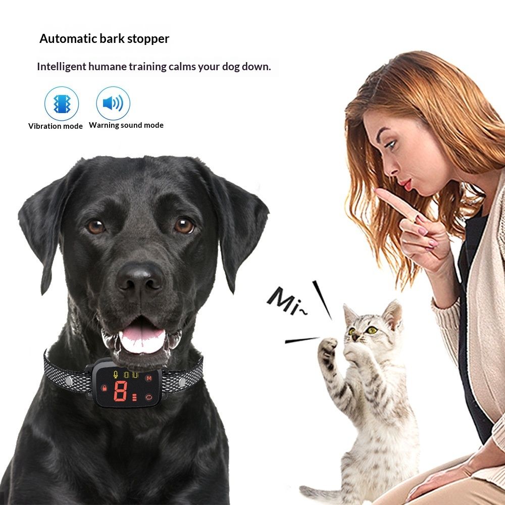 Digital Display Touch-Control Waterproof Pet Collar Anti-Bark Device