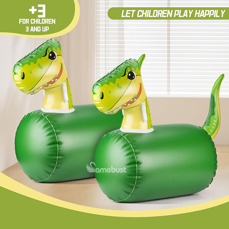 Outdoor Grass Inflatable Rides Dinosaur Jumping Horse Children Riding Toys