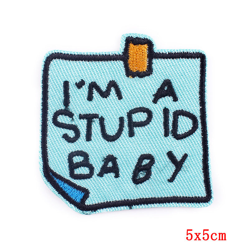 Cartoon Letter Fabric Patches With Computer Embroidery