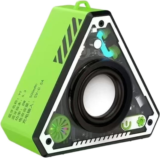 Portable Speakers - 2025 New Transparent Colorful LED Bluetooth 5.3 Speaker, V2 Triangle Mini Wireless Subwoofer,360 Surround Sound Stereo Speaker For Home Party Outdoor Gift Green