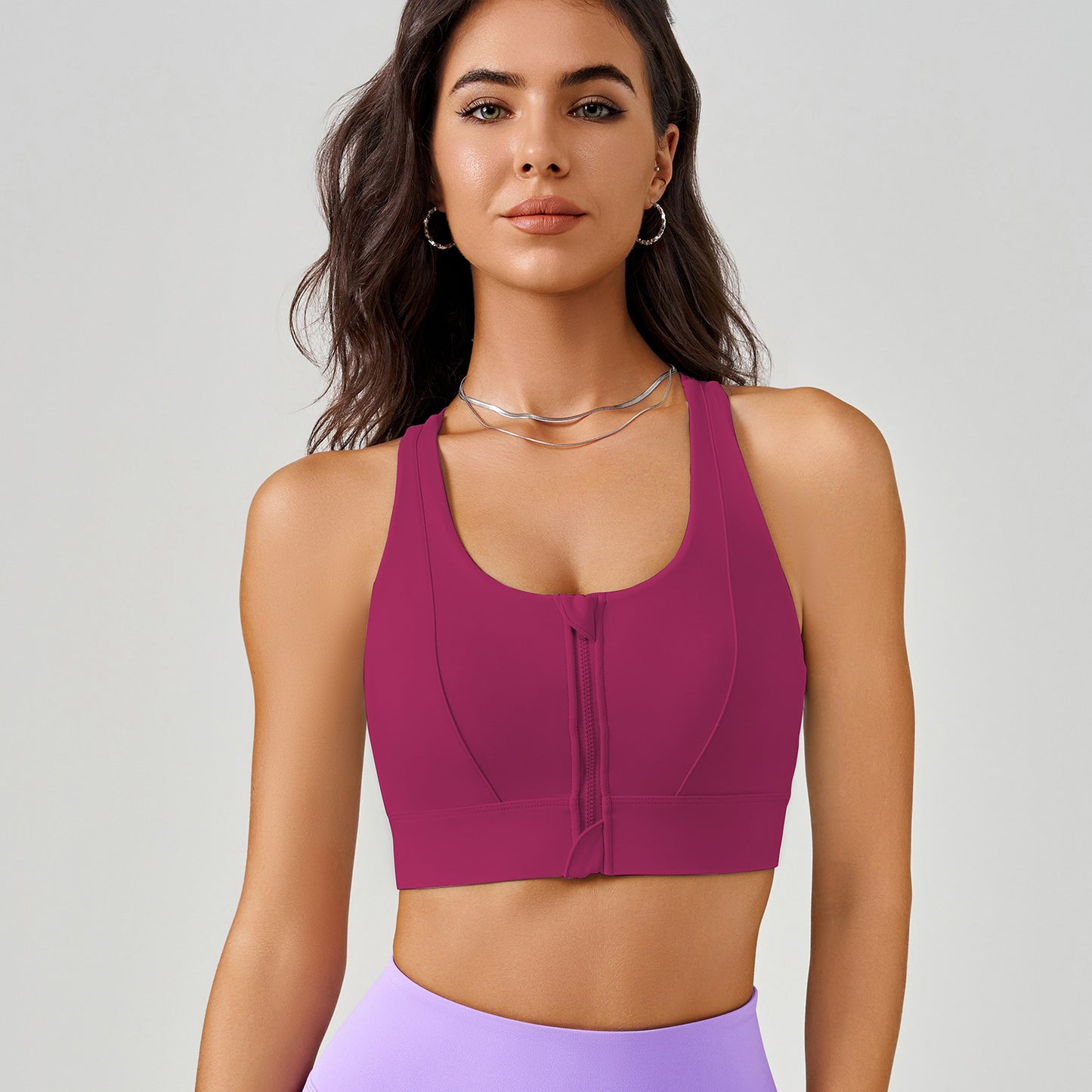 New Spring & Summer Front Zipper Yoga Bra, Back Support High Impact Shockproof Running Vest, Integrated Sports Yoga Top