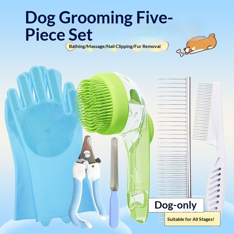 Pet Bath Brush Bath Gloves Nail Clippers