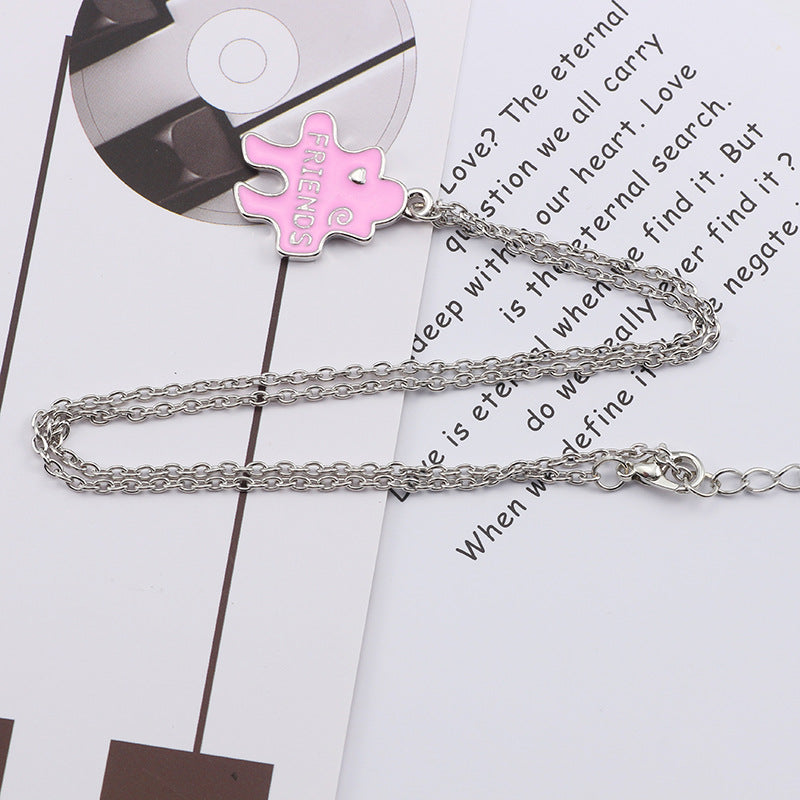 Korean-style Puzzle Alphabet Patchwork Pendant Necklace