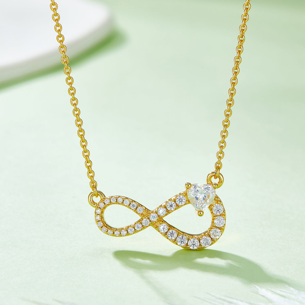 3.9g S925 Sterling Silver 29 Stone Moissanite Infinity Necklace 45cm  Pave Pendant With GRA, Platinum Plated Romantic Gift Box Set For Women