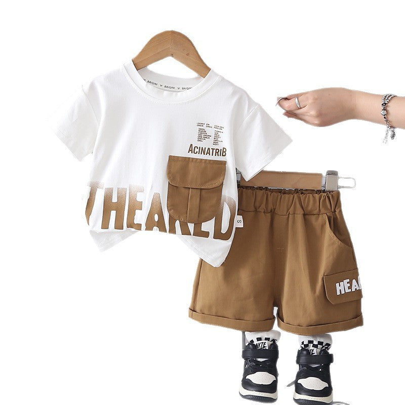 Korean-style Short-sleeve Top And Shorts Set For Baby Boys