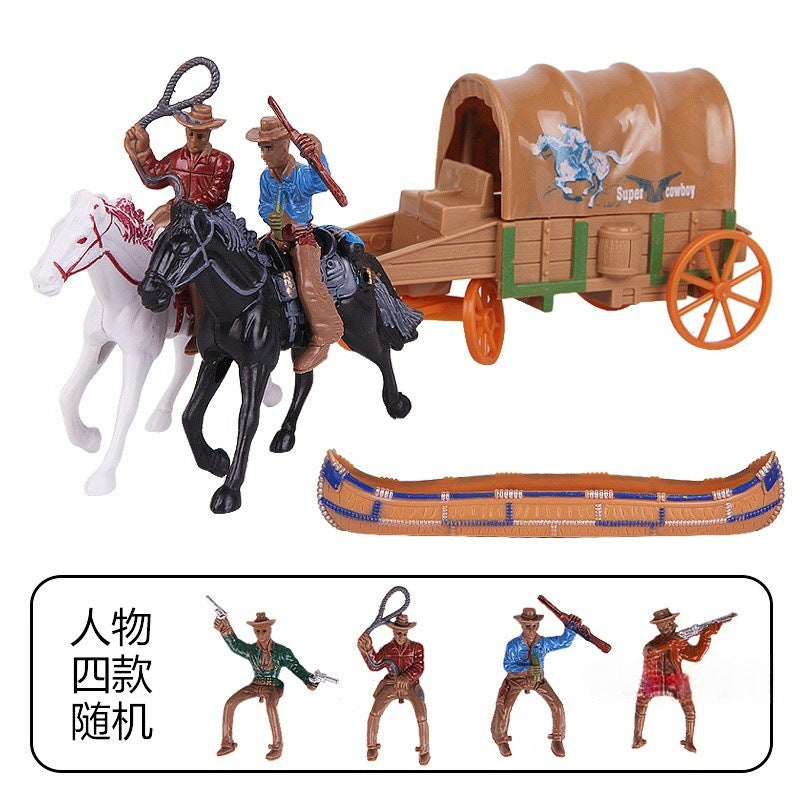 Western Cowboy Pulling A Carriage Learning Science And Education Display Scene Character Sand Tools