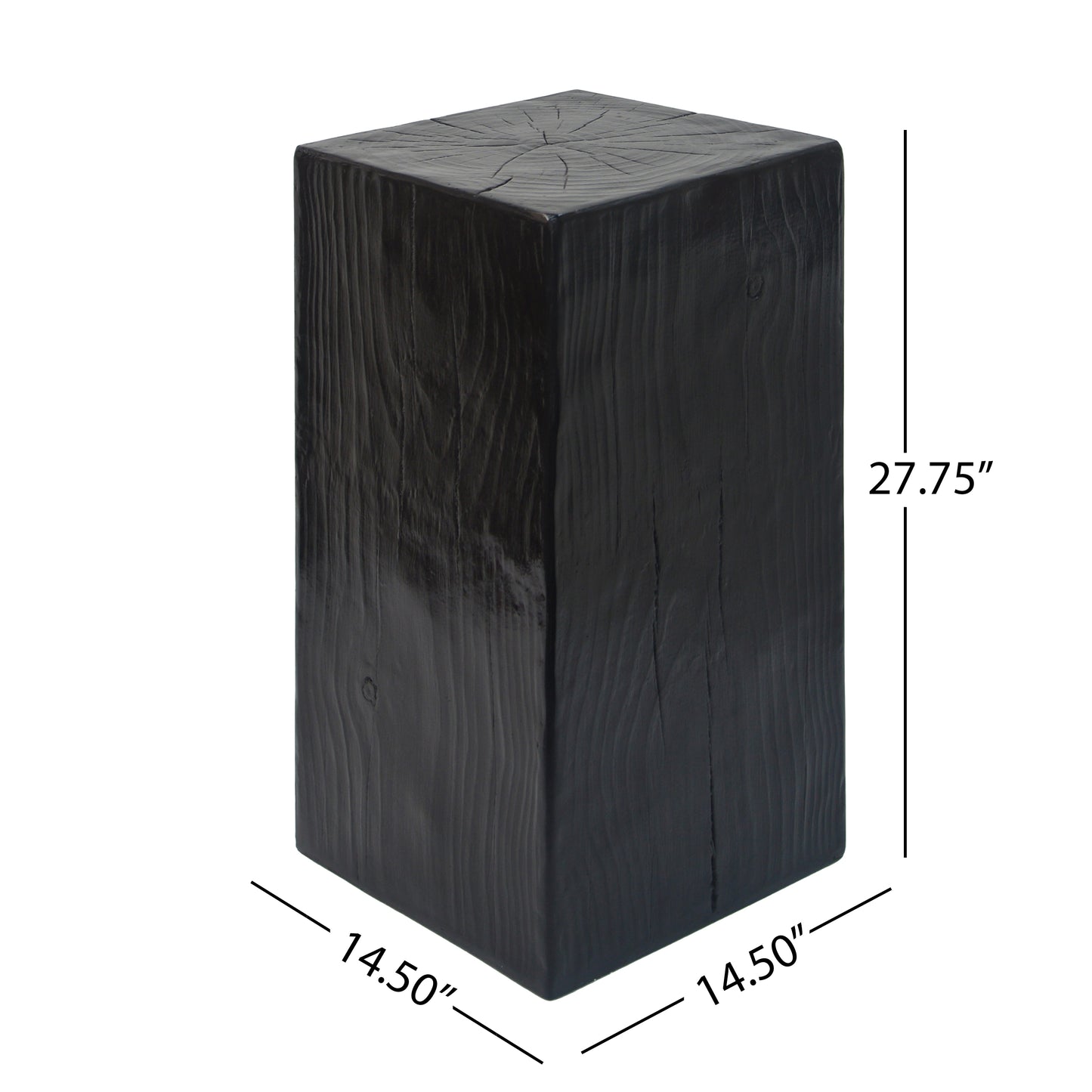 Retro Natural Style Side Table Set ,Stackable End Tables,Square-Column MGO Side Table For For Living Room, Bedroom, Office, Black Color