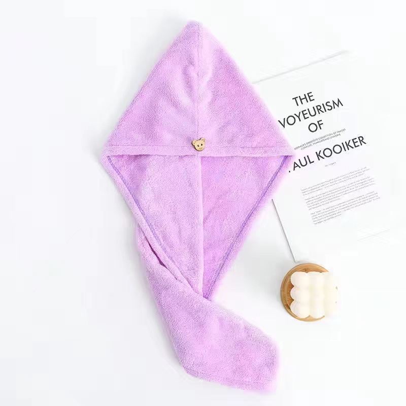 Thickened High-density Coral Fleece Hair-drying Cap For Women