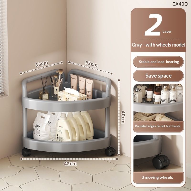 Small Cart Storage Rack For Home Bathroom, Movable Corner Triangular Multifunctional Storage Shelf