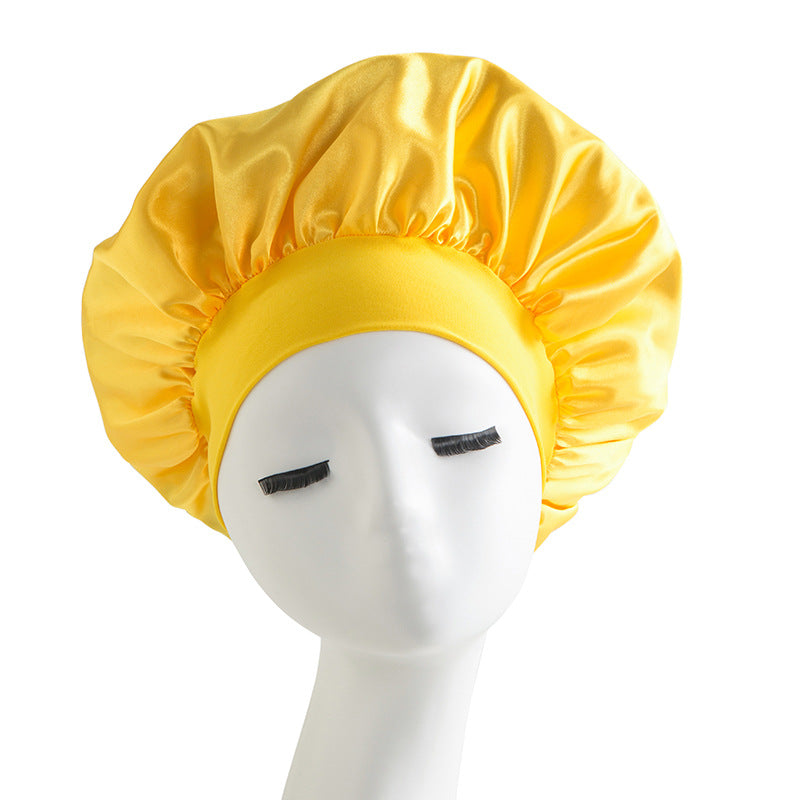 Wide-brimmed High Elastic Headscarf Beauty Salon Shower Cap Care Satin Nightcap