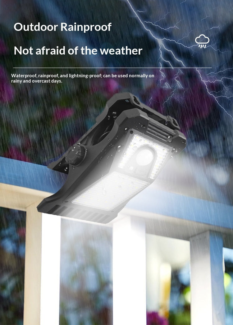 Portable Outdoor Patio Human-Body-Sensing Solar-Powered LED Wall Light