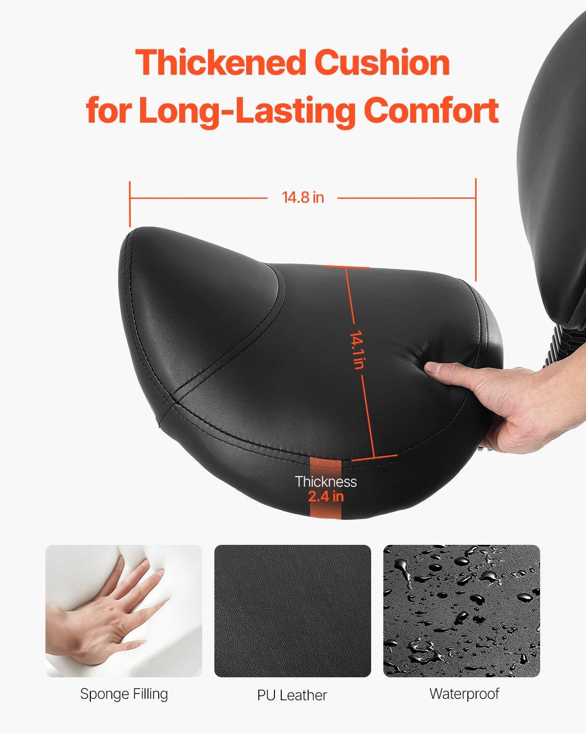 Sattelhocker Rollhocker 204 Kg Belastbarer Höhenverstellbarer (84-100 Cm) Drehhocker Arbeitshocker Mit Rückenlehne, Ergonomischer PU-Leder-Drehsattelstuhl Für Salon Spa Massage Klinik