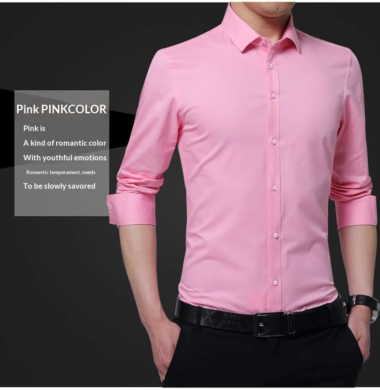 Mens Long-sleeve White Shirt In Korean Style