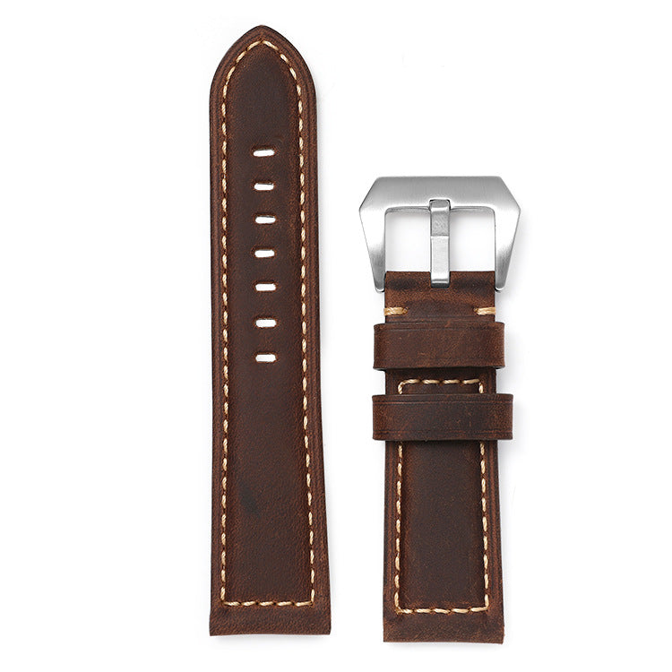 Best-selling In Stock Genuine Leather Strap Crazy Horse Frosted Oil Wax First Layer Cowhide Bamboo Pattern Sports Men Peina Watch Band
