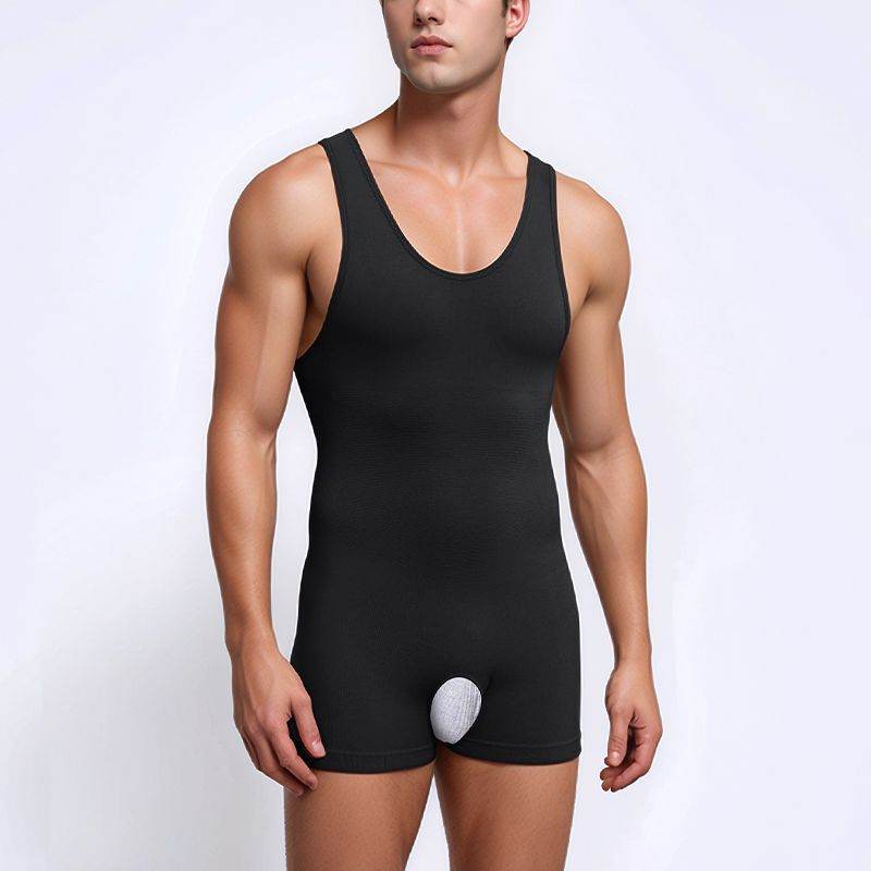 Men's Tummy Control Shapewear Bodysuit Plus Size Compression Boxer Shorts Slimming Waist Trainer Workout Body Shaper For Big & Tall
