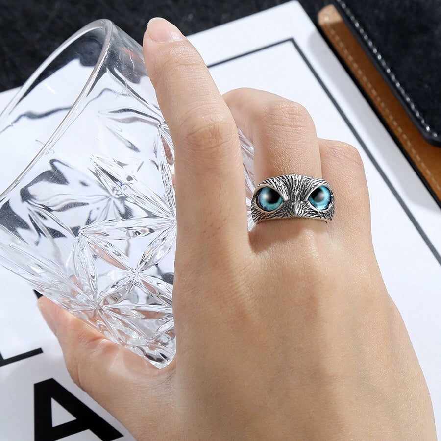 1pcs 925 Sterling Silver Retro Mystical Owl Statement Ring, Gothic Boho Style, Ideal For Birthdays & Spiritual Gifts