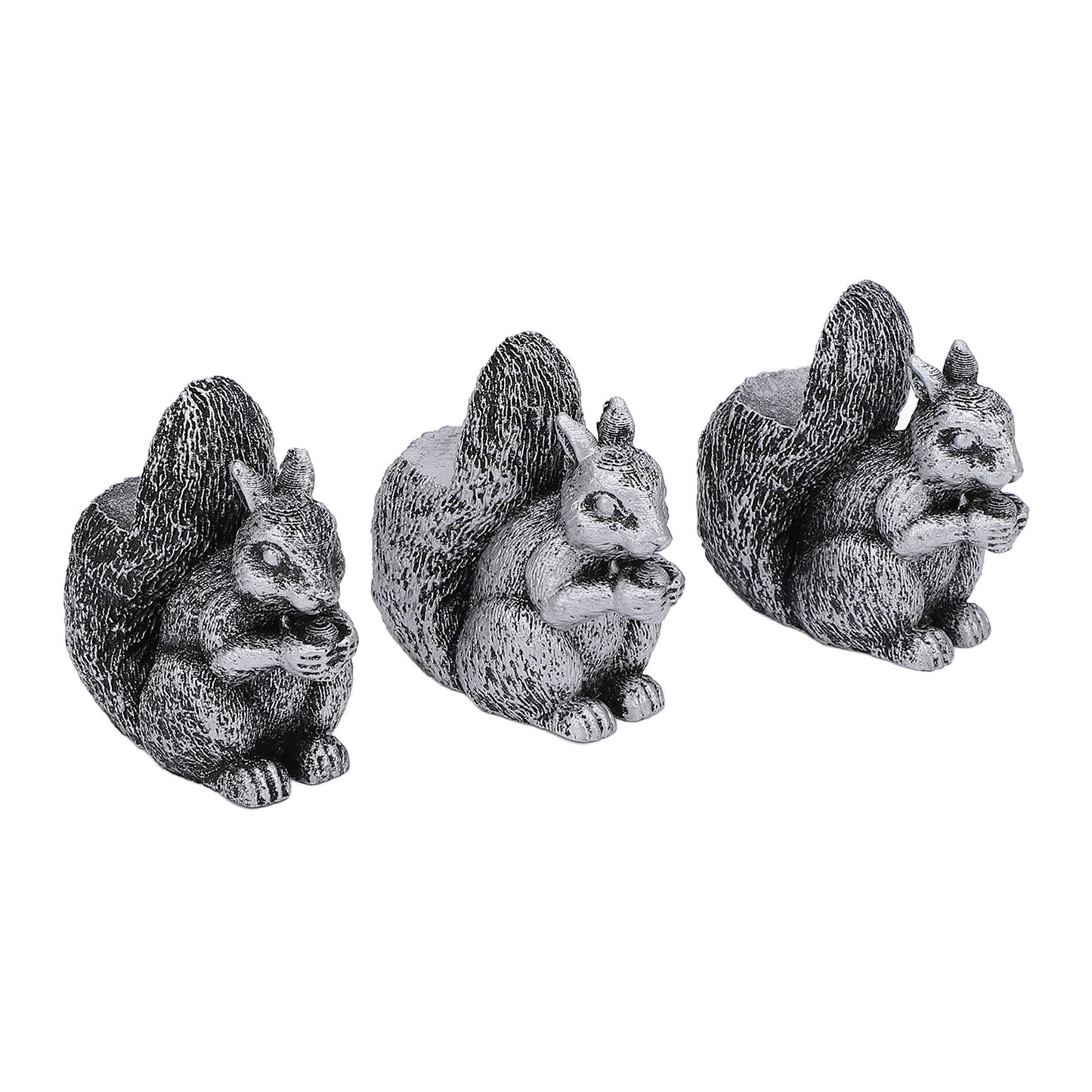 3PCS Flower Pot Decorative Feet Resin Animal Statue Plant Pot Support Feet Planter Riser For Outdoor Garden Squirrel