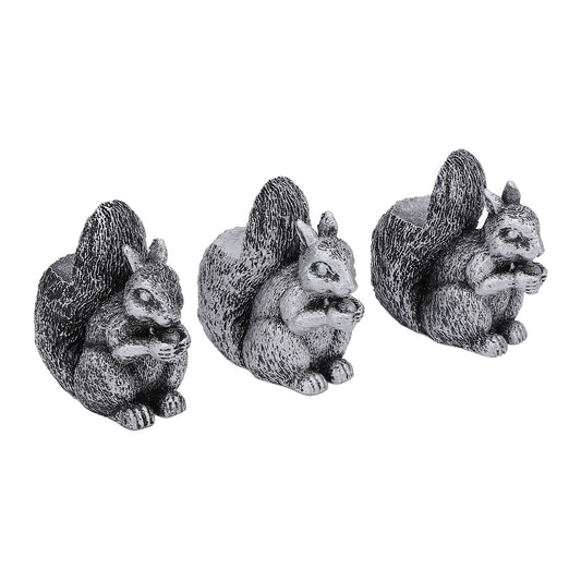 3PCS Flower Pot Decorative Feet Resin Animal Statue Plant Pot Support Feet Planter Riser For Outdoor Garden Squirrel
