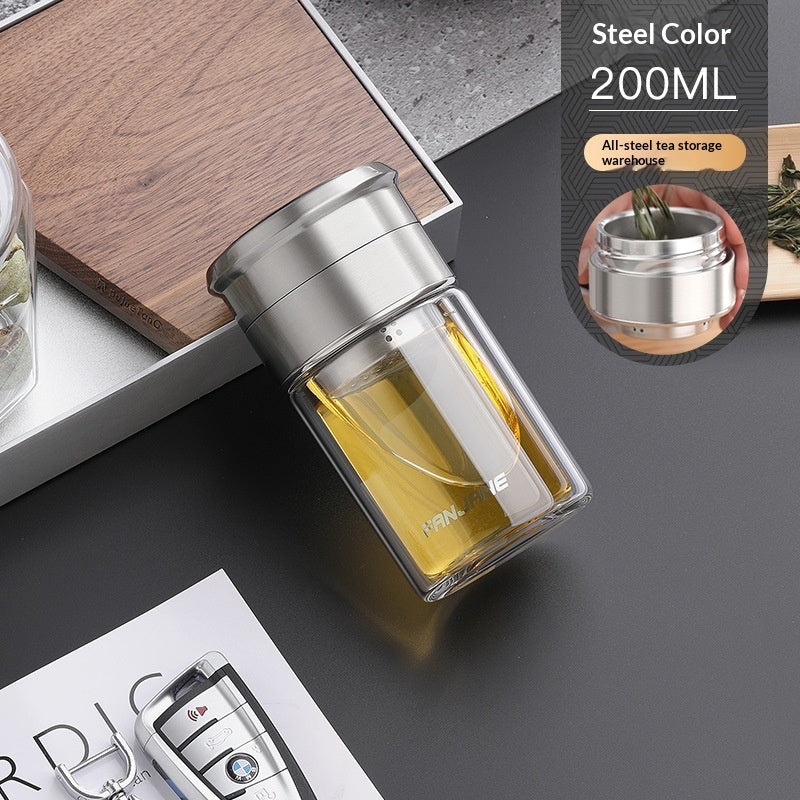 Chinese Character Simplificationcomplication Tea-water Separation Glass Cup Double-layer Teacup Pass
