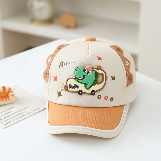 Korean-style Cartoon Car Dinosaur Baby Cute Style Baseball Cap With Soft Top, Fashionable Style Baby Hat For Outdoor Sun Protection And Shade