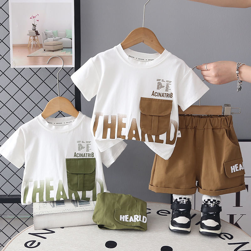 Korean-style Short-sleeve Top And Shorts Set For Baby Boys