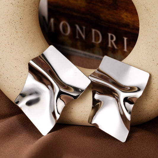European American Retro Popular Geometric Metal Stud Earrings Set For Women, Personality High-End Fashion Jewelry Bulk Wholesale Cross-Border Accessories