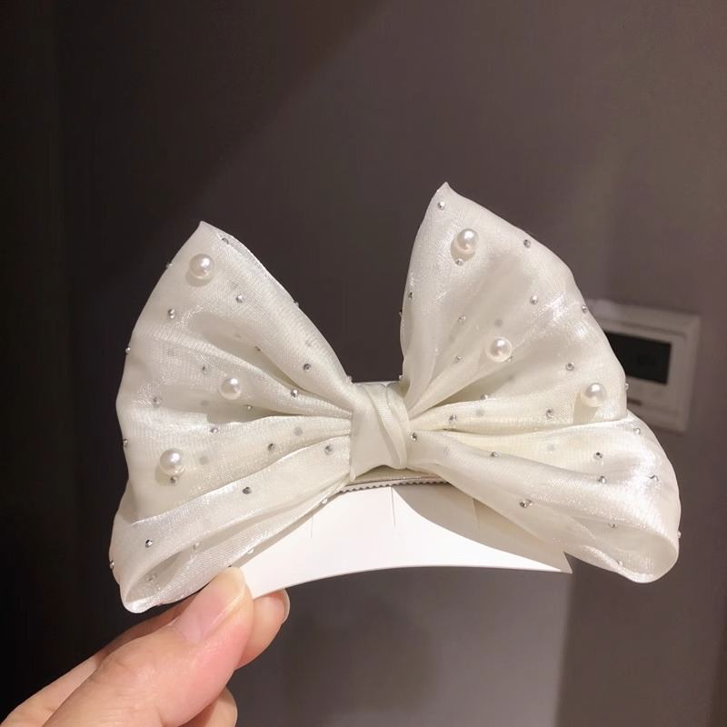 SpringSummer Kids Hair Clip With Three-Dimensional Pearl Big Bow