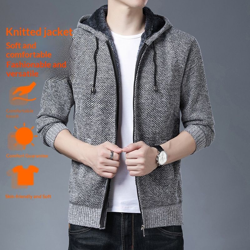 Spring And Autumn Cardigan Men's Korean Version Thickened Sweater
