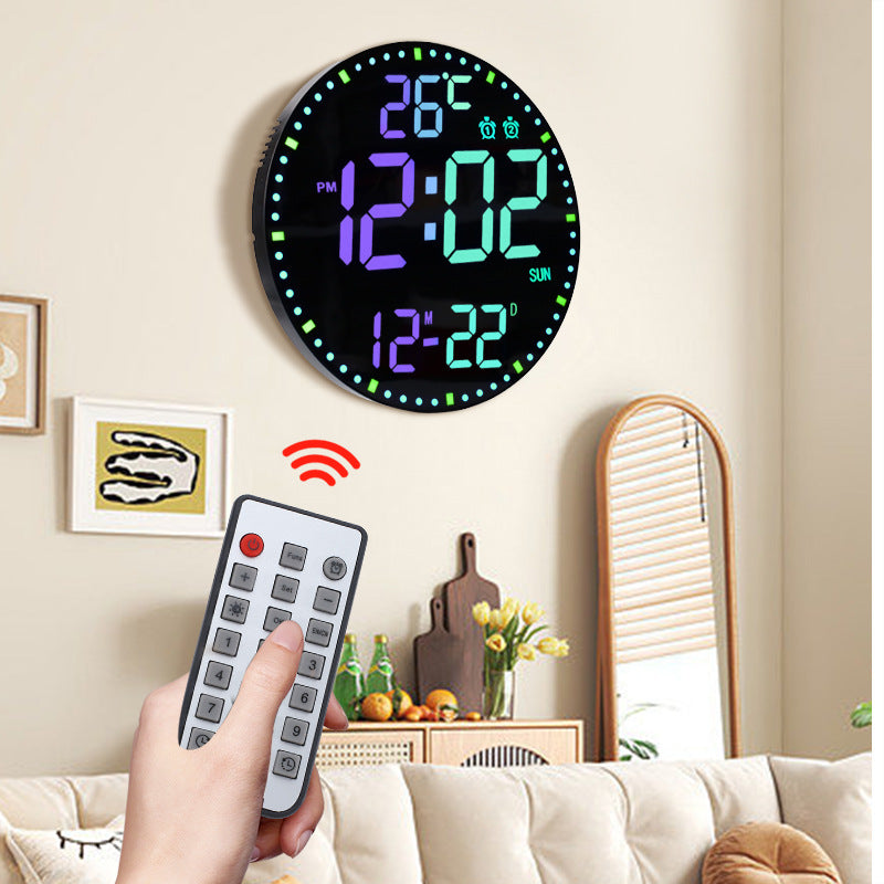 Smart WiFi Perpetual Calendar Digital Clock With RGB Color-Changing Wall Clock