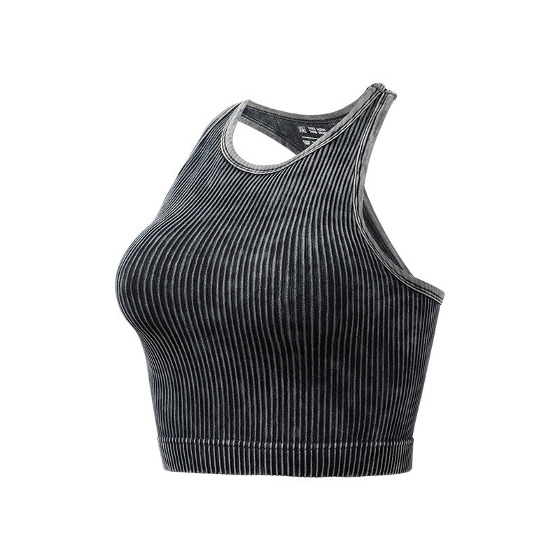 Women's Solid Color Short Thread Beauty Back Yoga Vest