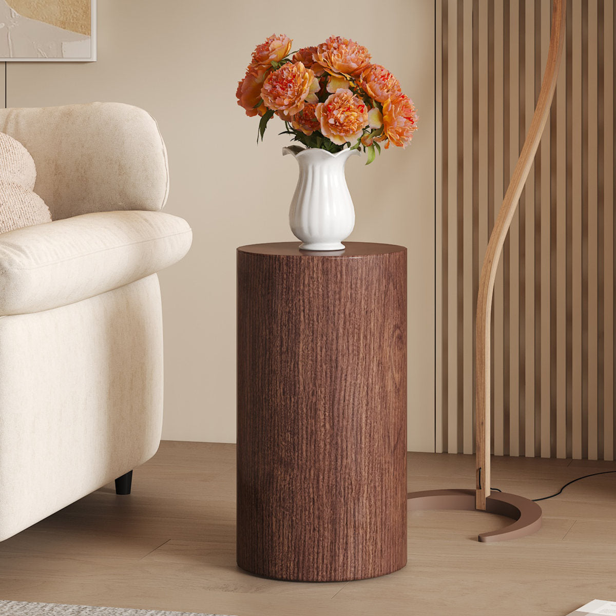 Elegant Round Walnut MDF Coffee Table  Modern Living Room Decoration With A Minimalist Design.Can Be Used As A Small Side Table, Side Table, Coffee Table Or Tea Table.