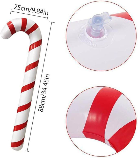 2 Pcs Inflatable Christmas Candy Cane Decorations, Large Candy Cane Balloons For Outdoor Yard, Pool, Party And Holiday Decor