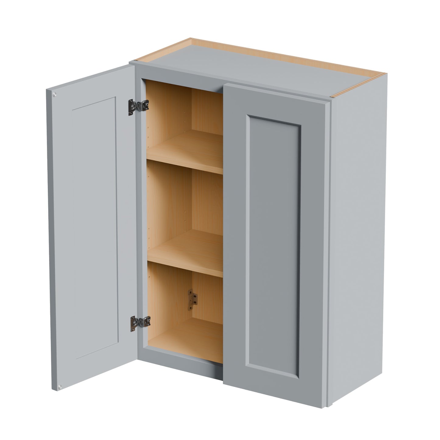 Gray Shaker Solid Wood Wall Cabinet With Soft-Close Doors, Adjustable Shelves - 27  Double Door Storage For Kitchen, Bathroom, Laundry, Garage  Easy Assembly, 27 W X 12 D X 36 H