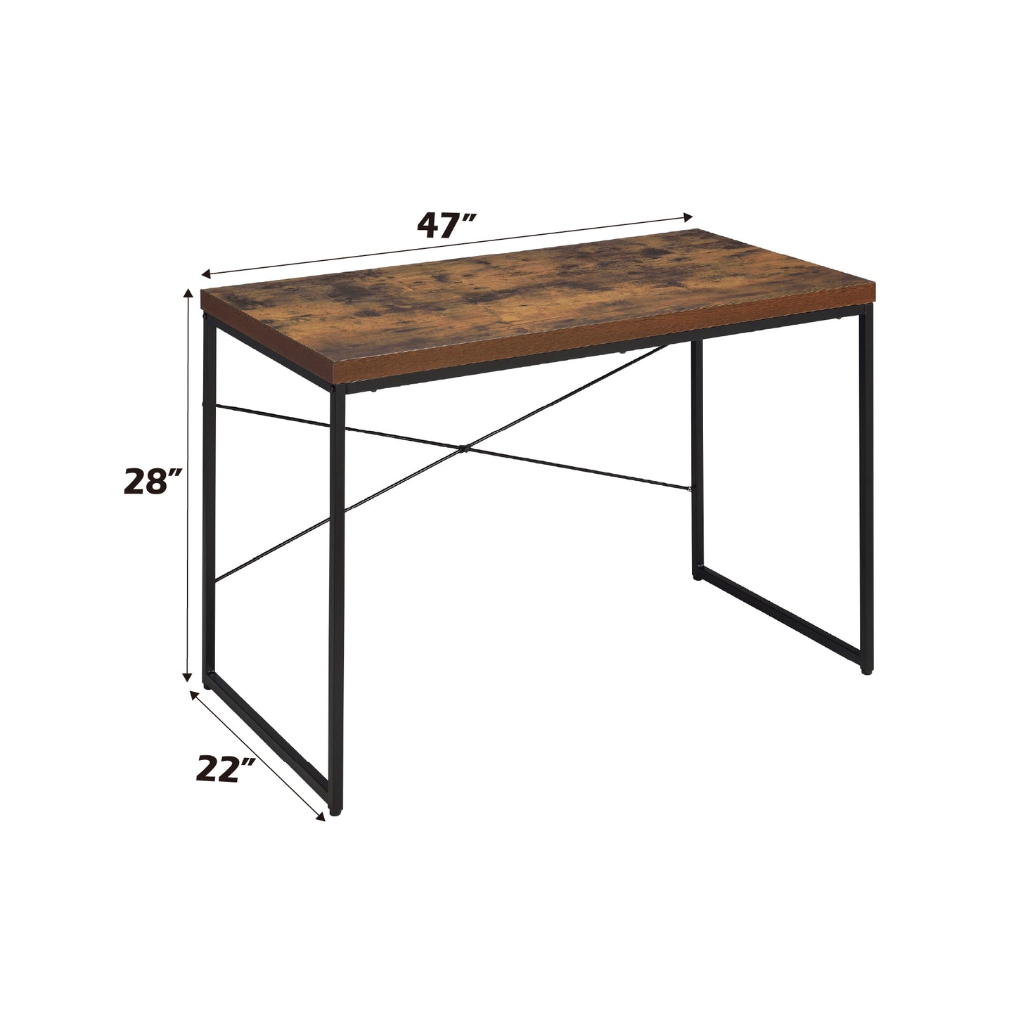 Bob Weathered Oak & Black Finish Writing Desk Dressing Table Game Table Small Dining Table W  Metal Legs