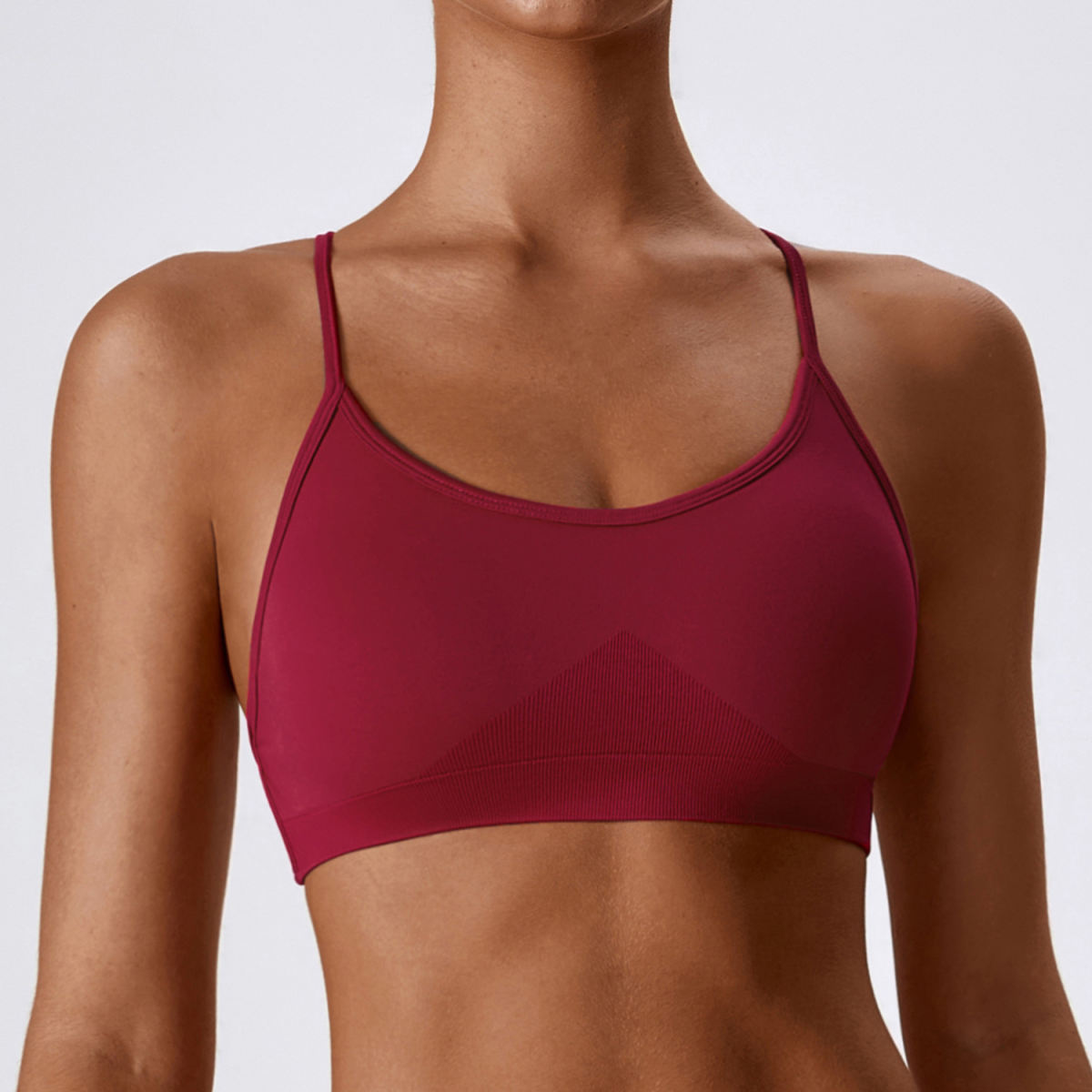 Seamless Knitted Yoga Straps Cross Motion Workout Bra