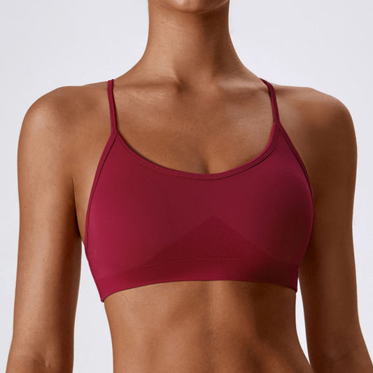 Seamless Knitted Yoga Straps Cross Motion Workout Bra