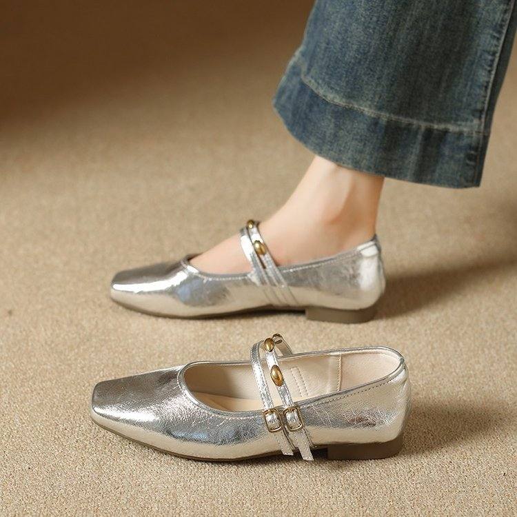 Women Retro Square Toe Mary Janes, New Summer Elegant Style Low Heel Shallow Mouth One Strap Pumps