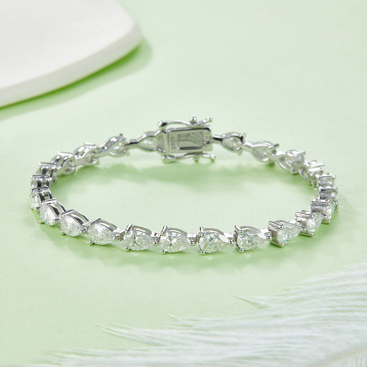 S925 Sterling Silver Pear Cut Moissanite Tennis Bracelet 6x4mm D Color VVS1 16-18-20cm GRA Certified Platinum Plated Gift Box