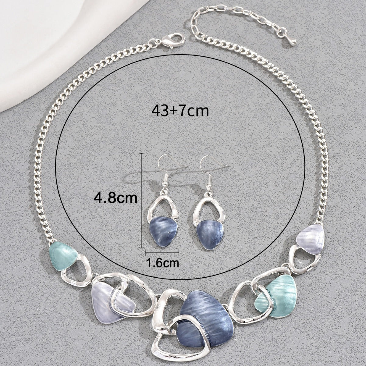Hot Selling New Cross-Border Jewelry Set For Women, Round Enamel Drop Earrings & Irregular Design Clavicle Necklace, Elegant Premium Neck Ear Accessories
