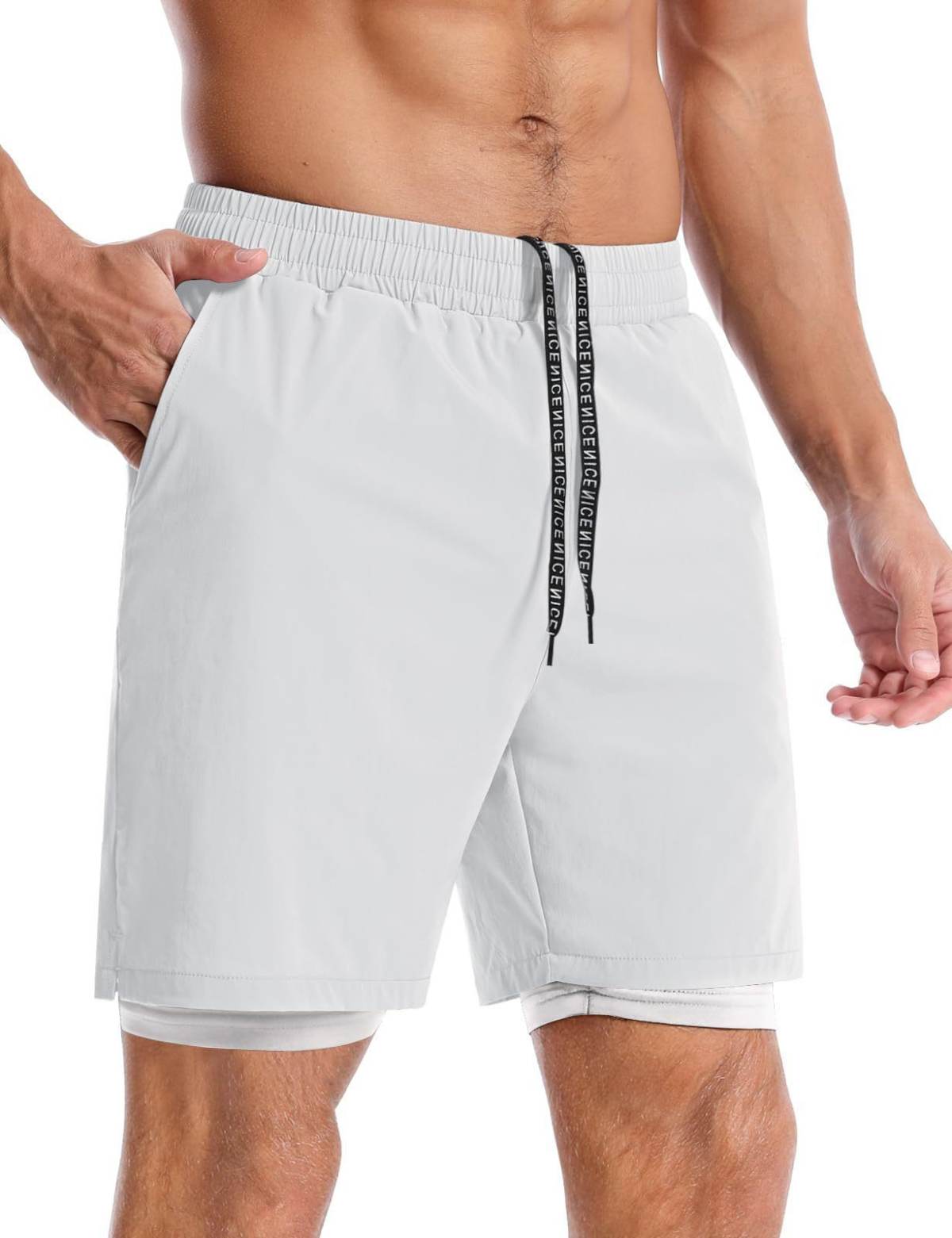 Summer Men's Sports Shorts Quick Drying Pocket Drawstring Loose Outdoor Leisure Fitness Five Cent Shorts