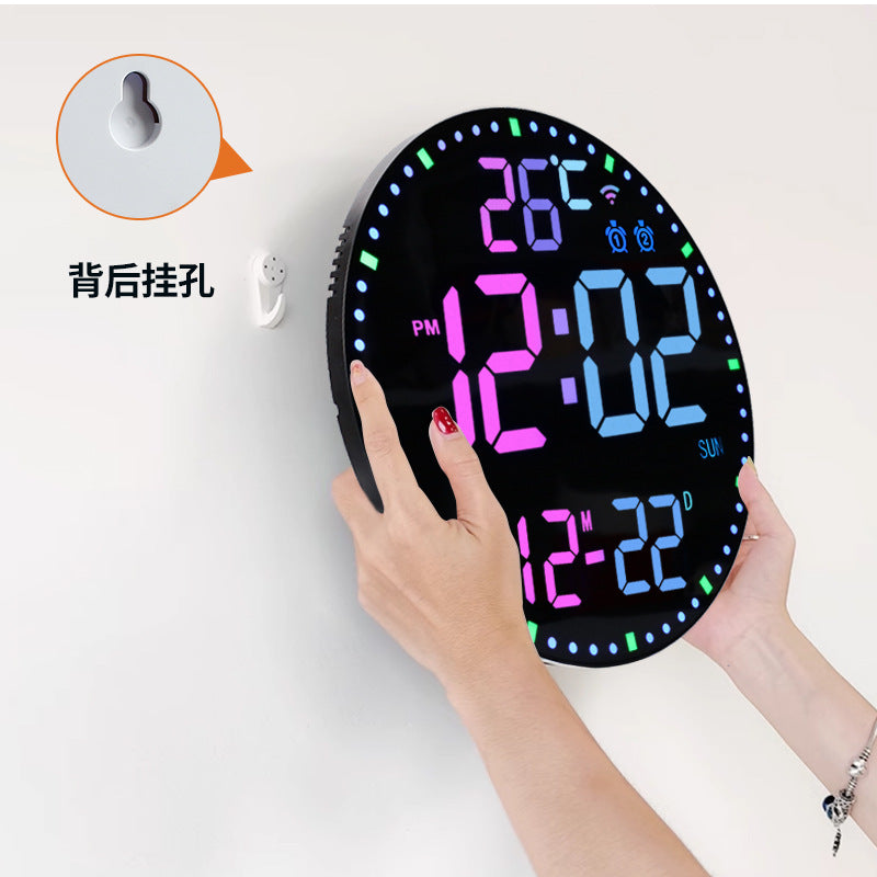 Smart WiFi Perpetual Calendar Digital Clock With RGB Color-Changing Wall Clock