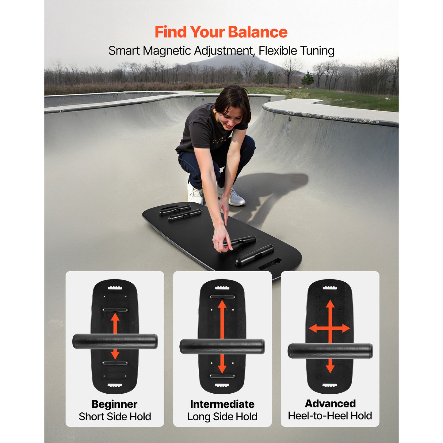 Balance Board, 2-in-1 Wobble Board Trainer For Adults, Premium Wooden Balance Training Equipment, With Roller, Magnetic Stoppers, Storage Rack, For Core Workouts, Surf Trainer & Physical Therapy