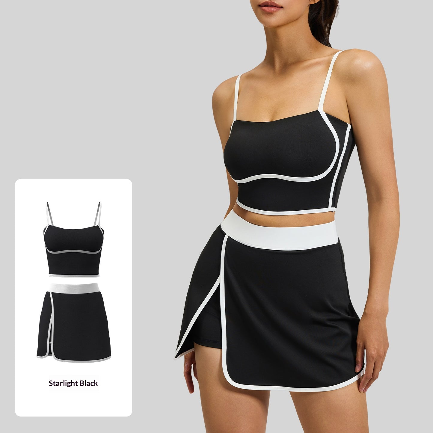 Summer Linear Sports Outfit, Anti-Chafing Activewear For Outdoor Running, Fitness And Yoga